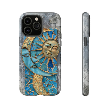 Boho Sun and Moon Mosaic Tile Stained Glass Phone Case