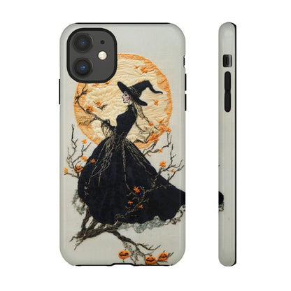 Halloween Witch Autumn iPhone Case, Embroidered Style