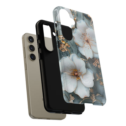 White Flower on Marble Stone  Phone Case