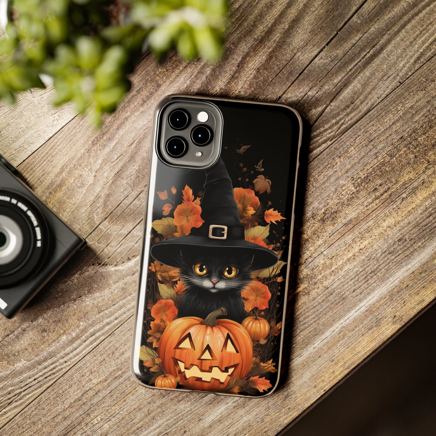 Trick or Treat Delight: Adorable Witch Cat Halloween Celebration | Whimsical iPhone Case