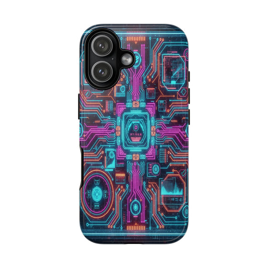 Rugged tech phone case cyber circuit armor