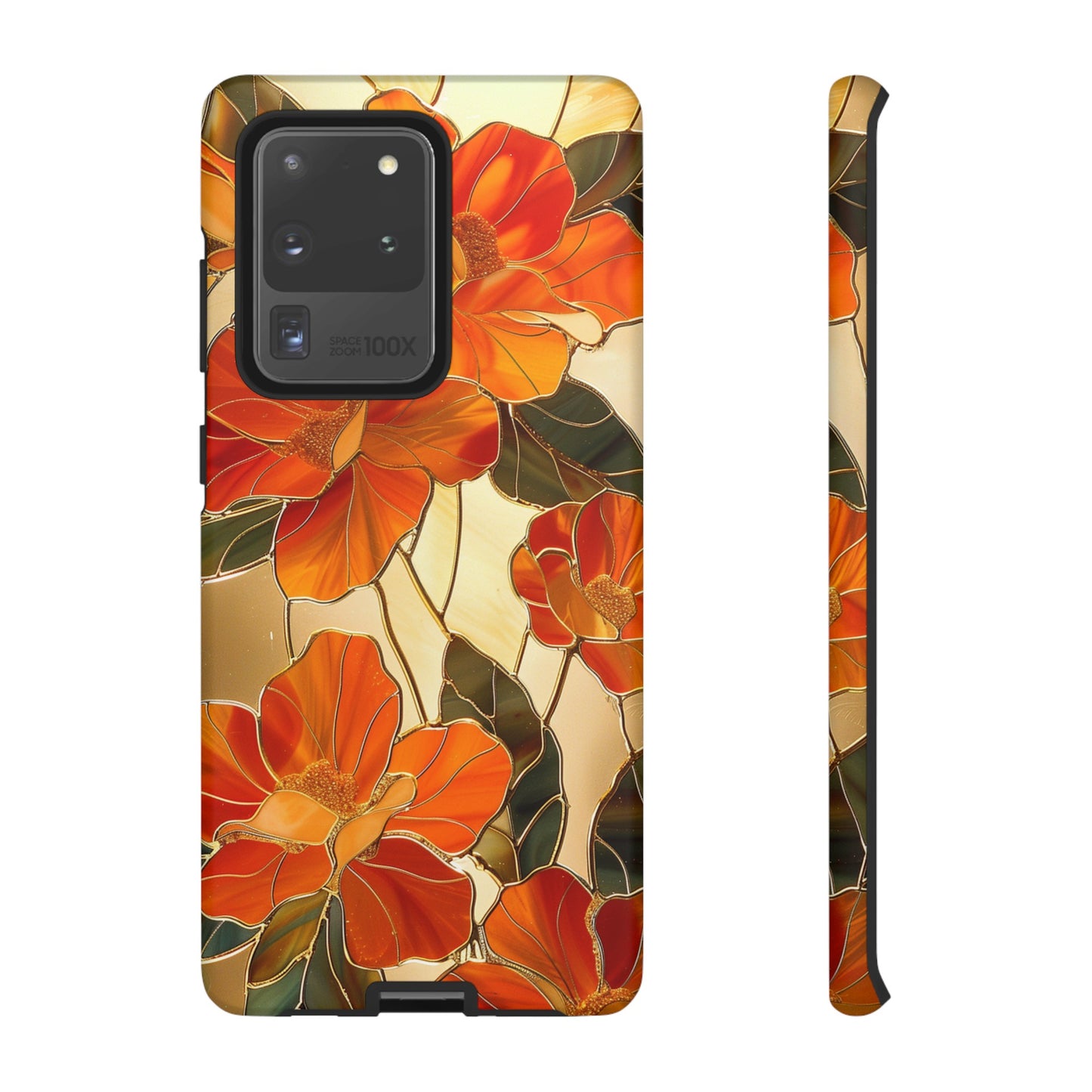 Orange Floral Phone Case Stained Glass Flower Aesthetic