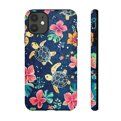 Undersea Floral Blue Sea Turtle Phone Case