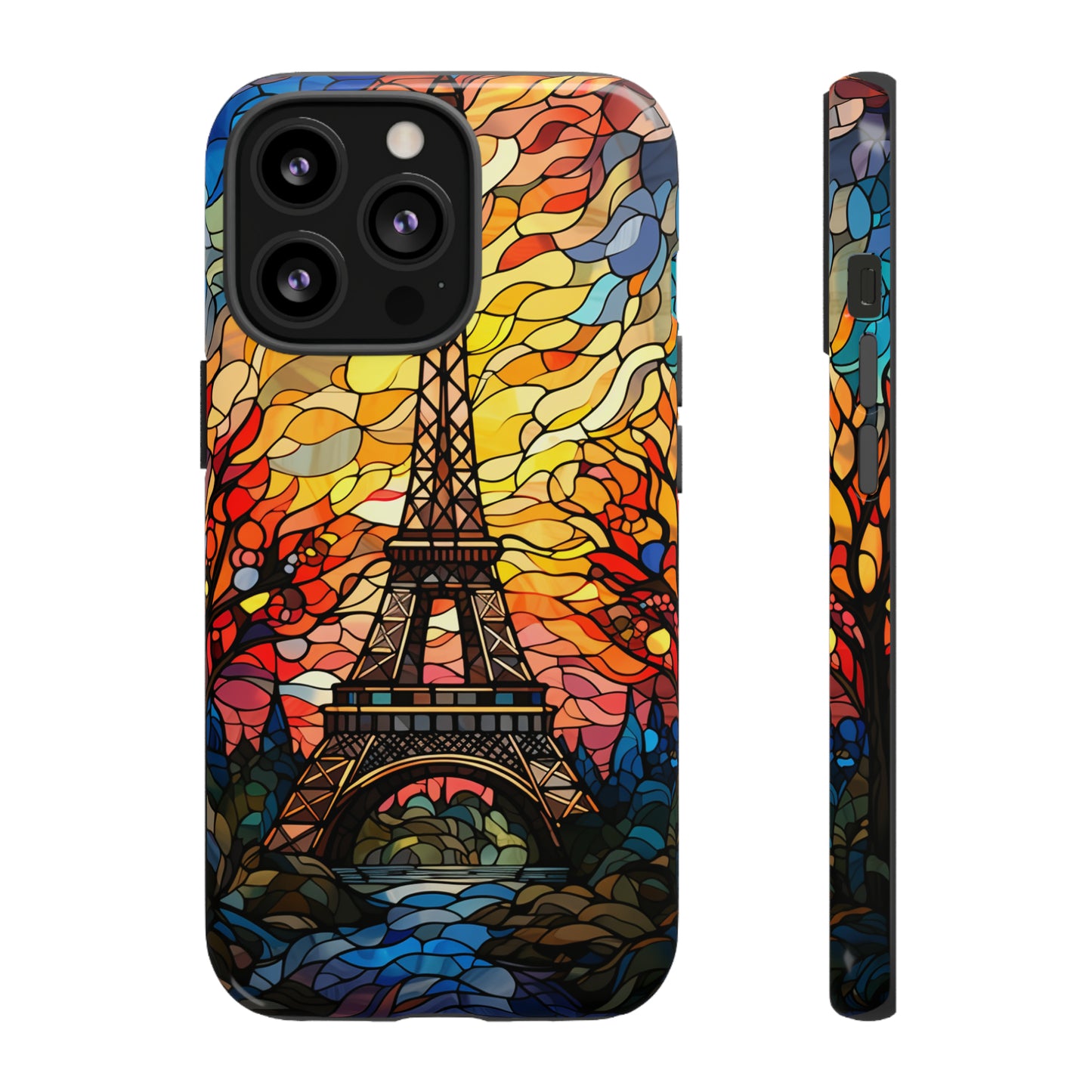 Parisian Elegance: Stained Glass Eiffel Tower | Artistic Flair iPhone Case for iPhone Models 11 through 14 Pro Max, Samsung Galaxy, and Google Pixel