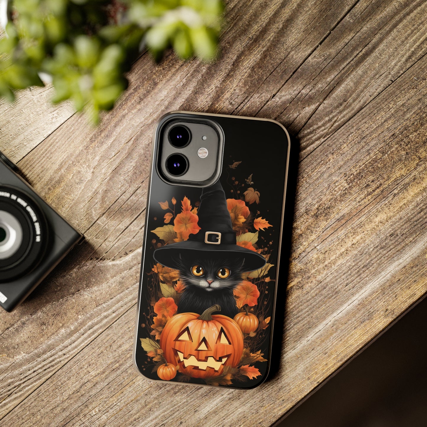 Trick or Treat Delight: Adorable Witch Cat Halloween Celebration | Whimsical iPhone Case