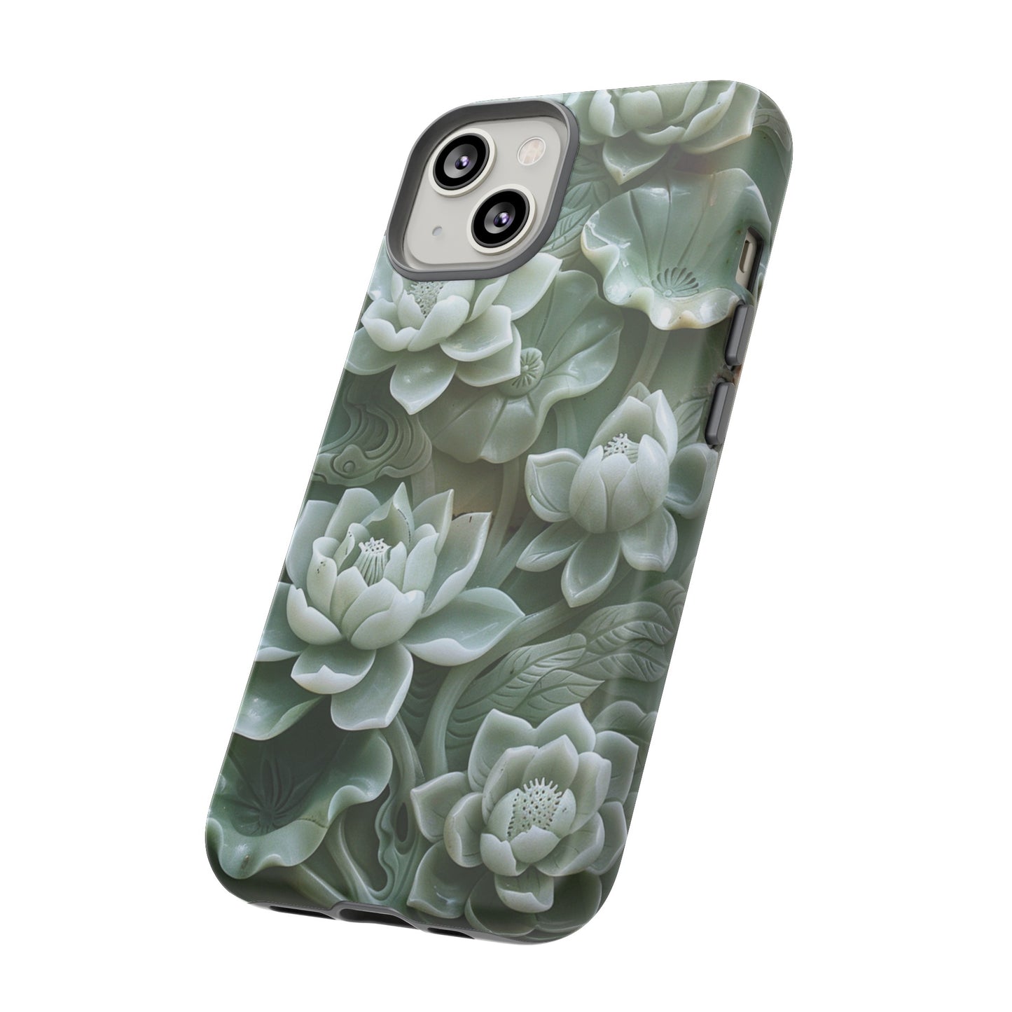 Green Jade Lotus Floral Art Phone Case