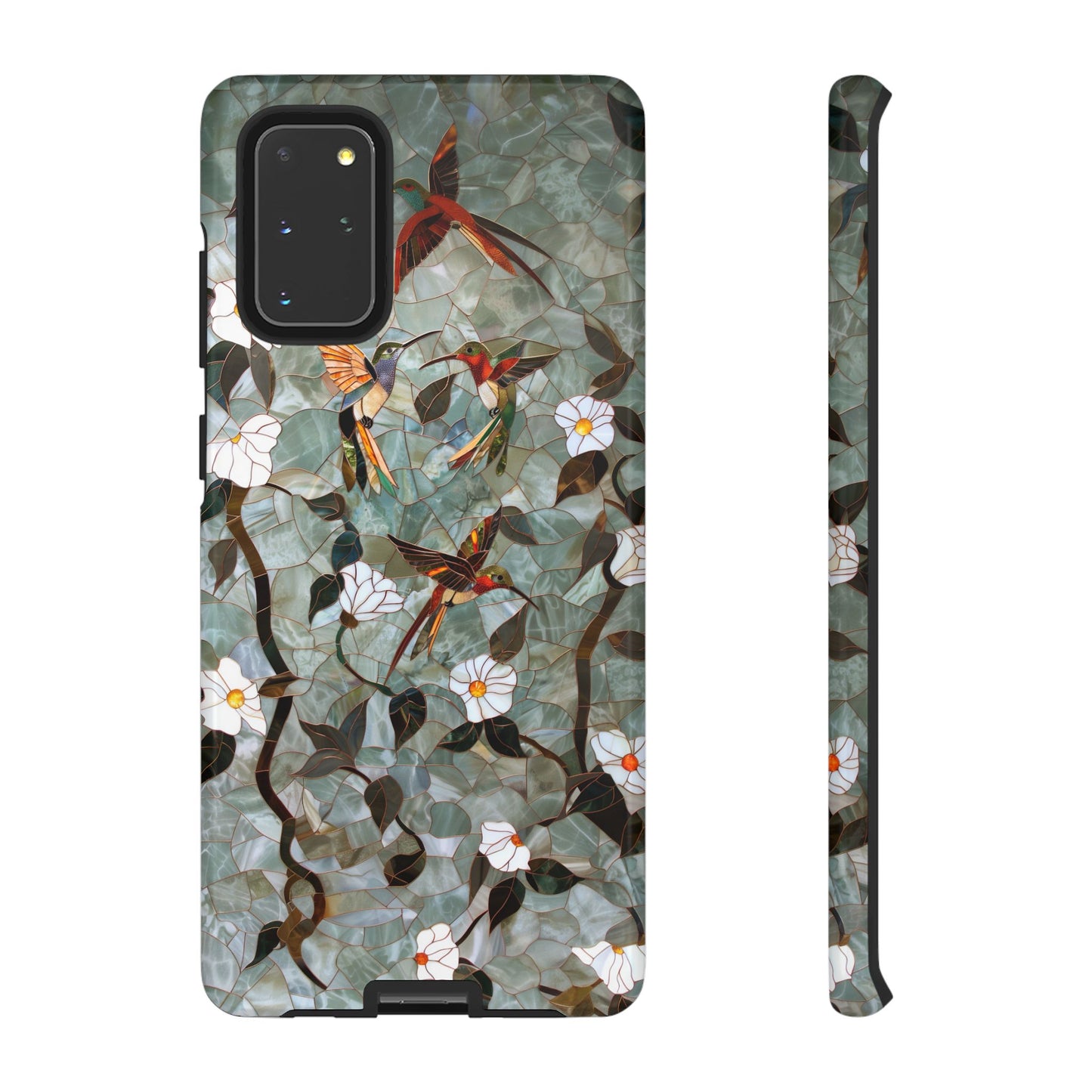 Stained Glass Hummingbirds and Flowers iPhone Case