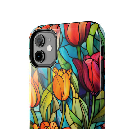 Stained Glass Tulip Floral Aesthetic iPhone Case | Embrace the Beauty of Nature in Full Bloom