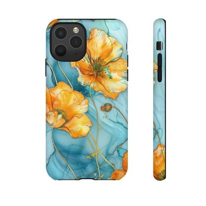 Gold Poppies Color Splash Floral Design Phone Case