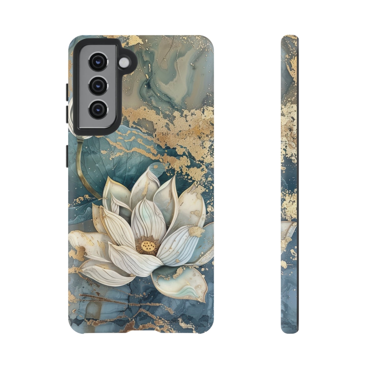 Zen Stained Glass Marble Lotus Floral Design Phone Case