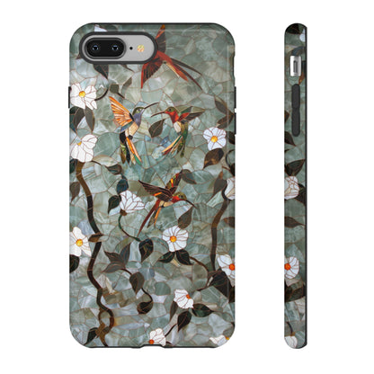 Stained Glass Hummingbirds and Flowers iPhone Case