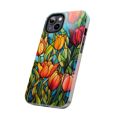 Stained Glass Tulip Floral Aesthetic iPhone Case | Embrace the Beauty of Nature in Full Bloom