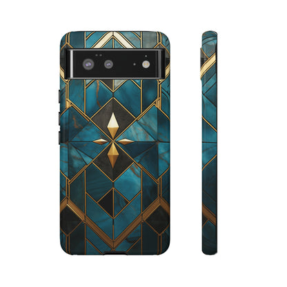 Gold and Blue Marble Mosaic Phone Case