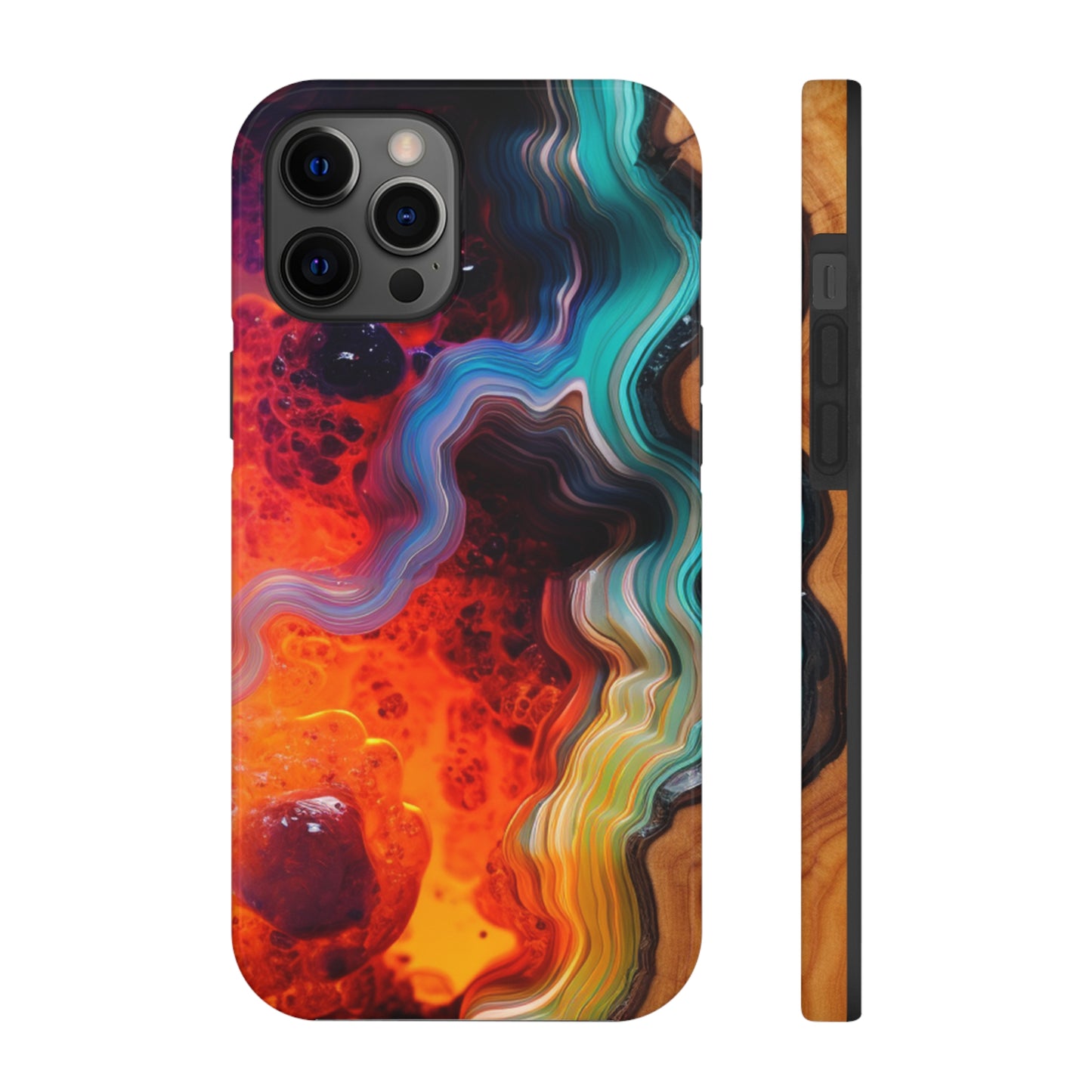 Faux Wood and Colorful Epoxy iPhone Case | Embrace the Beauty of Nature and Vibrant Artistry