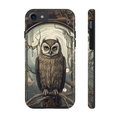 The Hermit Owl Tarot iPhone Tough Case | Embrace the Dark Academia Aesthetic and Retro Gothic Vibes with Captivating Tarot Design