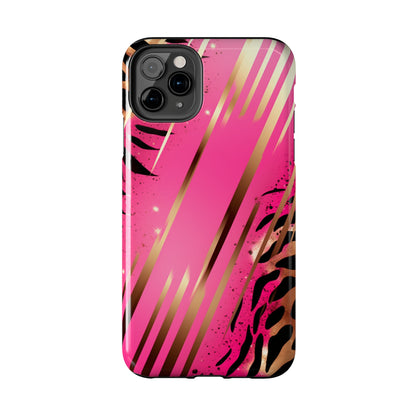 Elegant Wilderness: Pink & Gold Tiger Stripes | Mesmerizing Lush iPhone Case