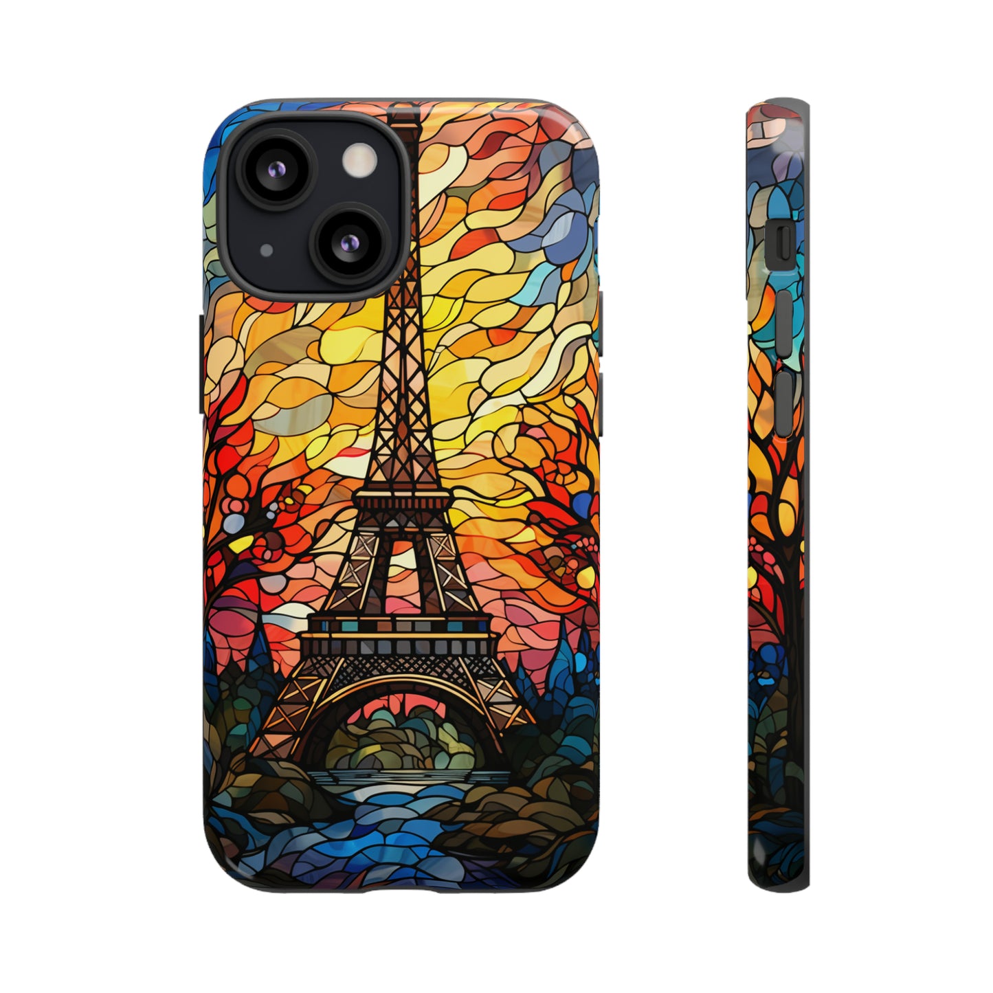 Parisian Elegance: Stained Glass Eiffel Tower | Artistic Flair iPhone Case for iPhone Models 11 through 14 Pro Max, Samsung Galaxy, and Google Pixel