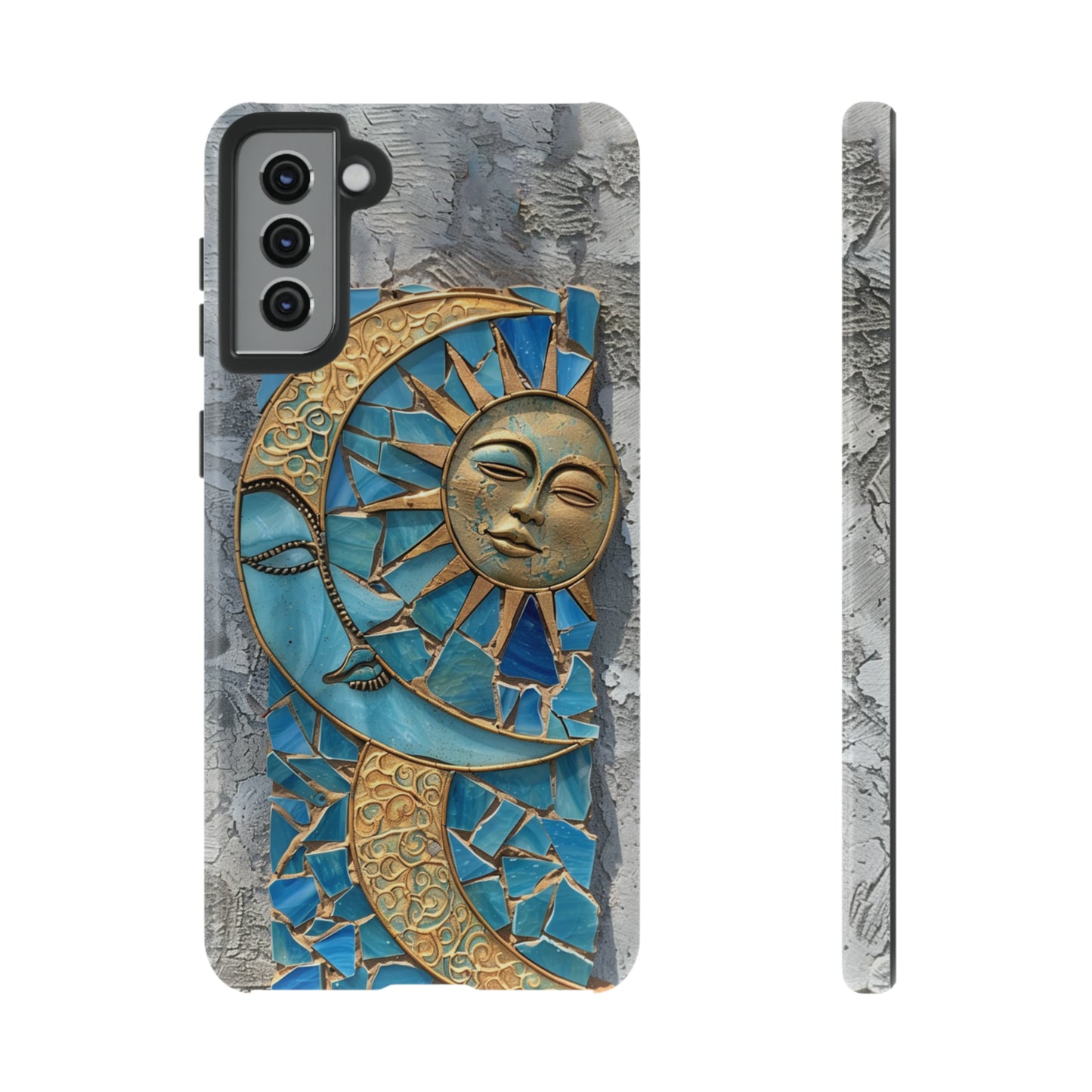 Boho Sun and Moon Mosaic Tile Stained Glass Phone Case