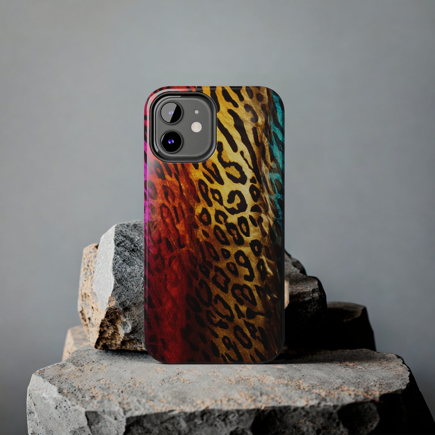 Kaleidoscopic Wild: Psychedelic Rainbow Leopard Print | Dazzling iPhone Case