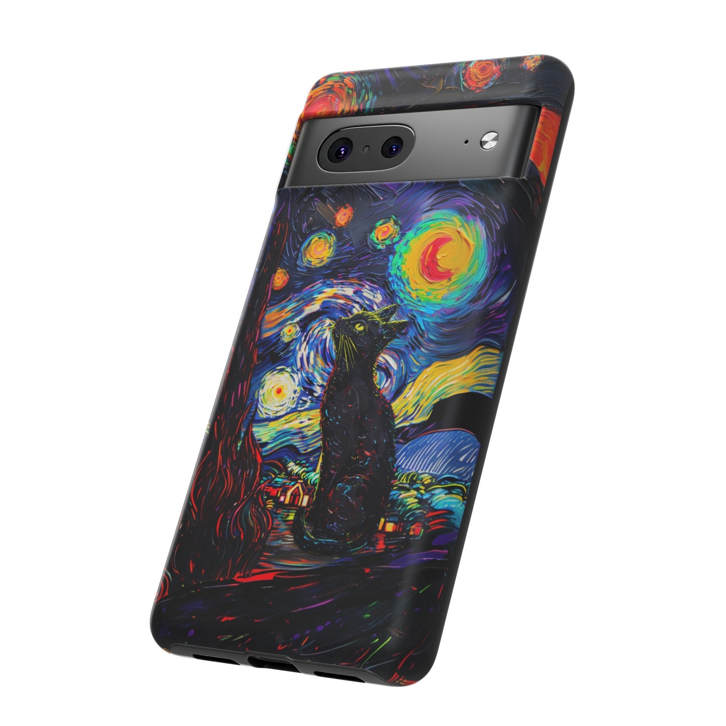 Starry Night Black Cat Van Gogh Painting Art Phone Case