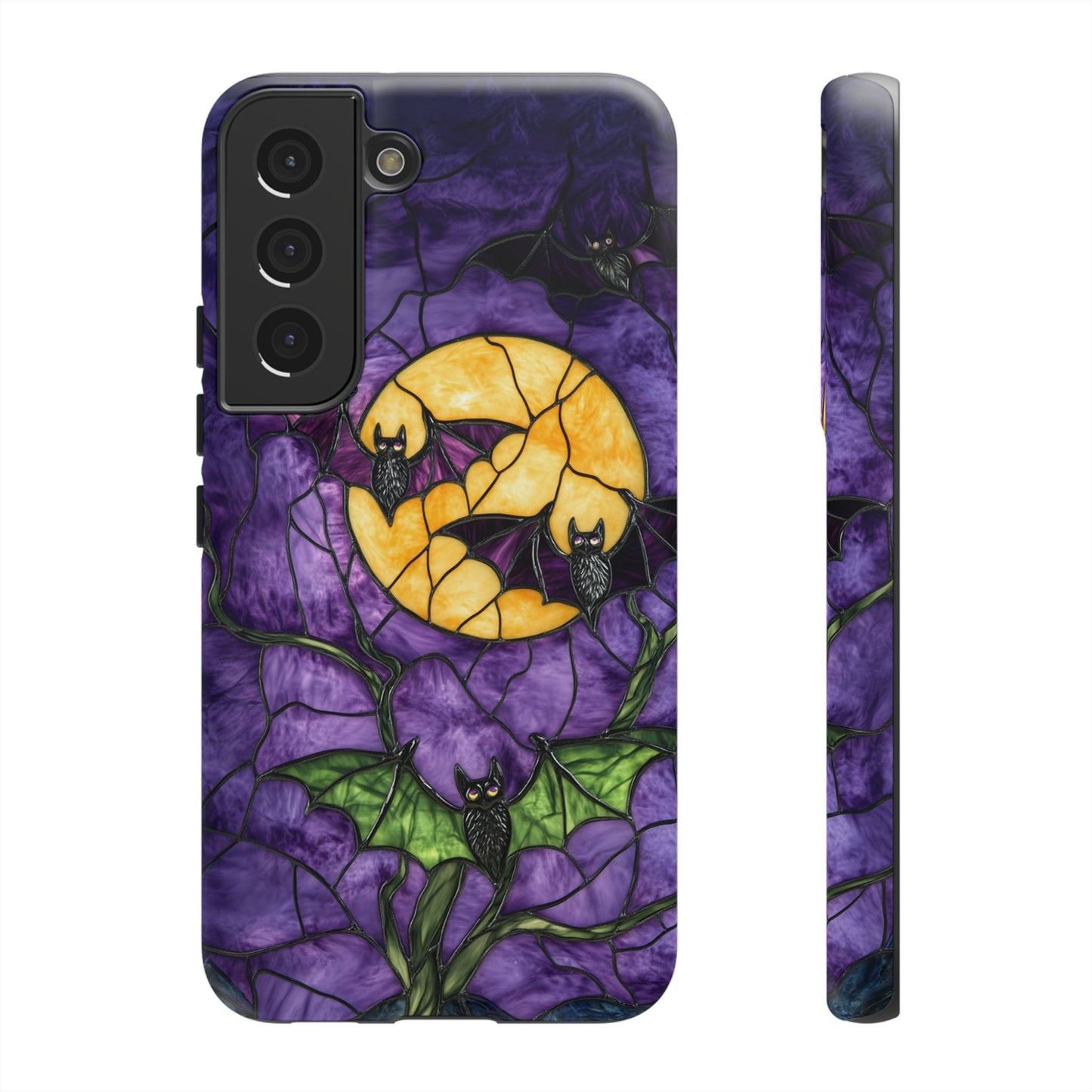 Full Moon Stained Glass Style Halloween Bats Phone Case