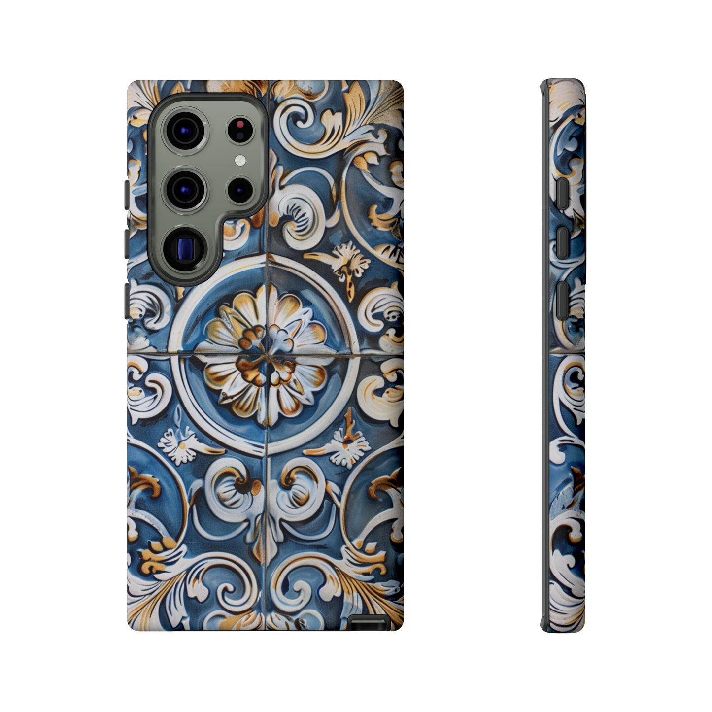 Azulejo Porcelain Blue & Creamy White Tile Mediterranean Design Phone Case