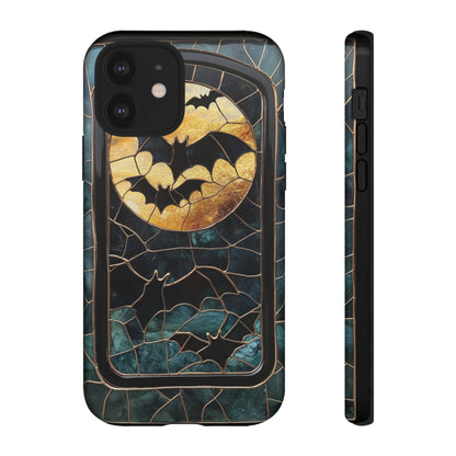 Halloween Phone Case Bats Stained Glass Style Spooky Moon Phone Cover