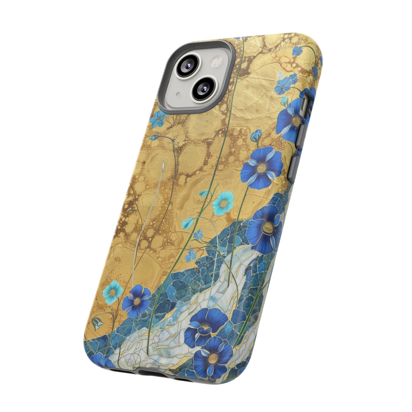 Forget Me Nots Gold Color Splash Floral Design Phone Case