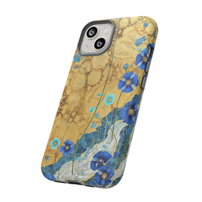 Forget Me Nots Gold Color Splash Floral Design Phone Case