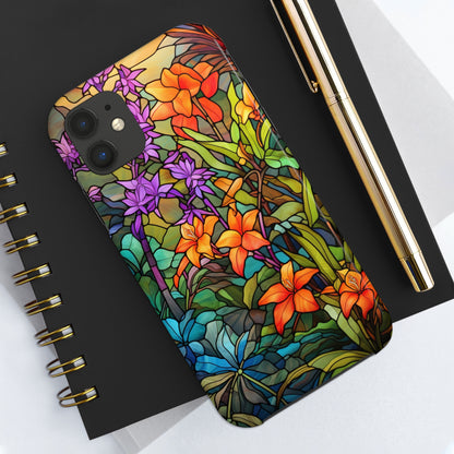 Stained Glass Phone Case Floral Aesthetic Art Nouveau Retro Samsung Galaxy Phone Tough Case iPhone 14 Plus 13 12 7 8 Se Hippie Boho