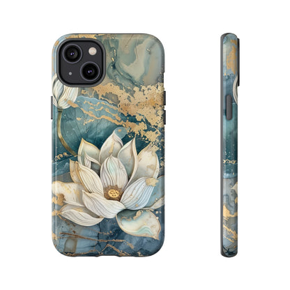 Zen Stained Glass Marble Lotus Floral Design Phone Case