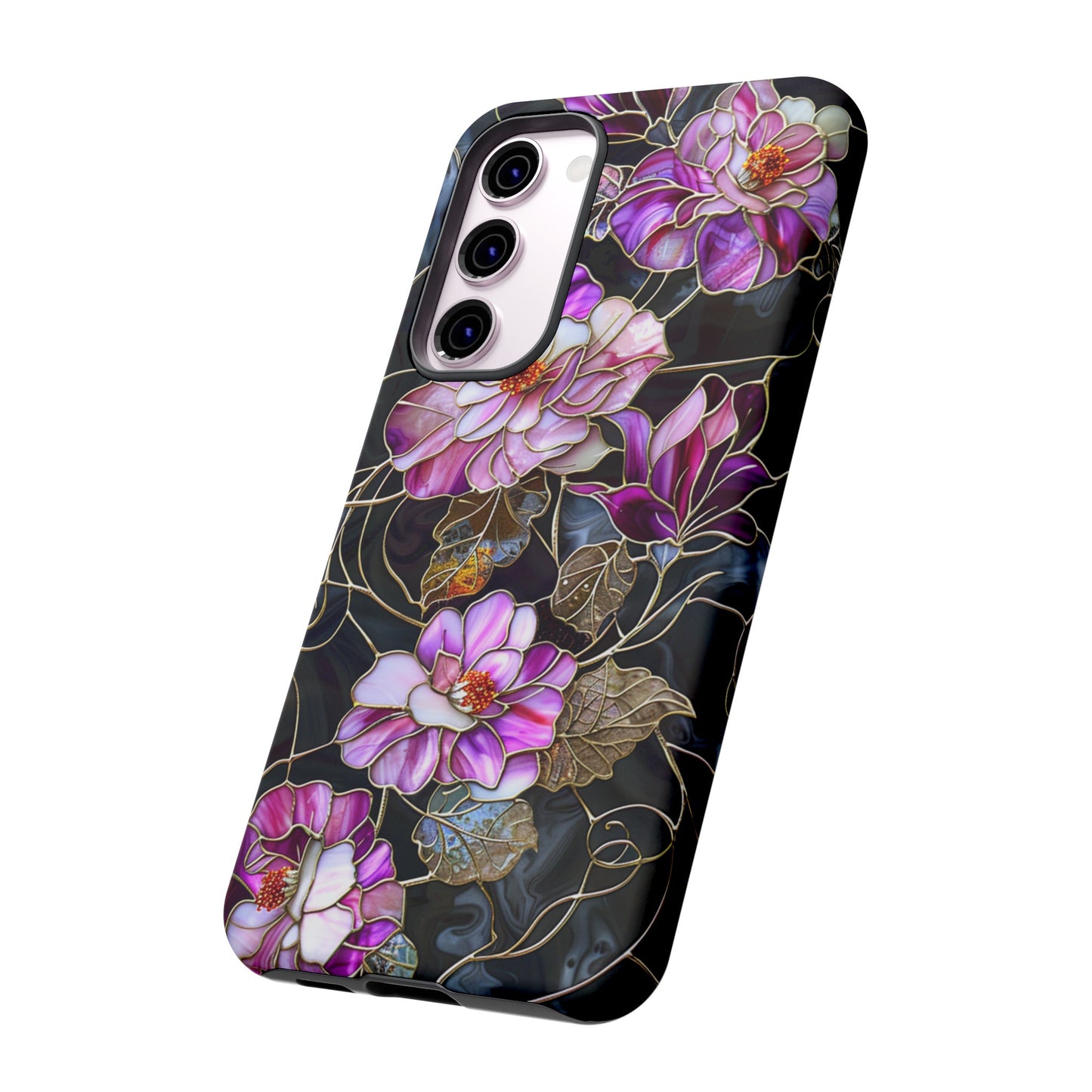 Magenta Color Floral Stained Glass Phone Case