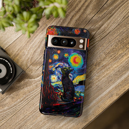 Starry Night Black Cat Van Gogh Painting Art Phone Case