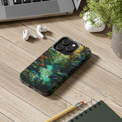 Stained Glass Phone Case Floral Aesthetic Art Nouveau Retro Samsung Galaxy Phone Tough Case iPhone 14 Plus 13 12 7 8 Se Hippie Boho