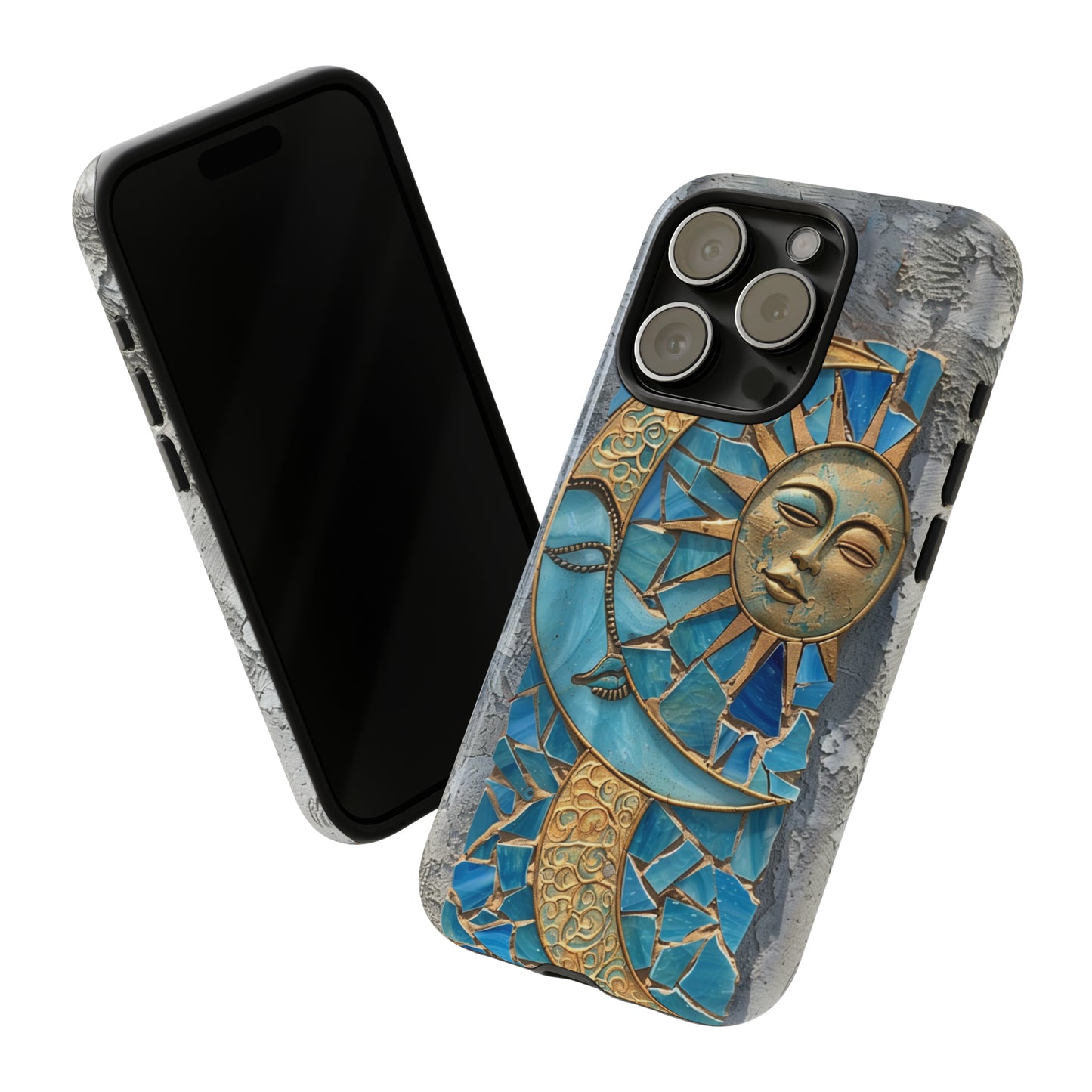 Boho Sun and Moon Mosaic Tile Stained Glass Phone Case