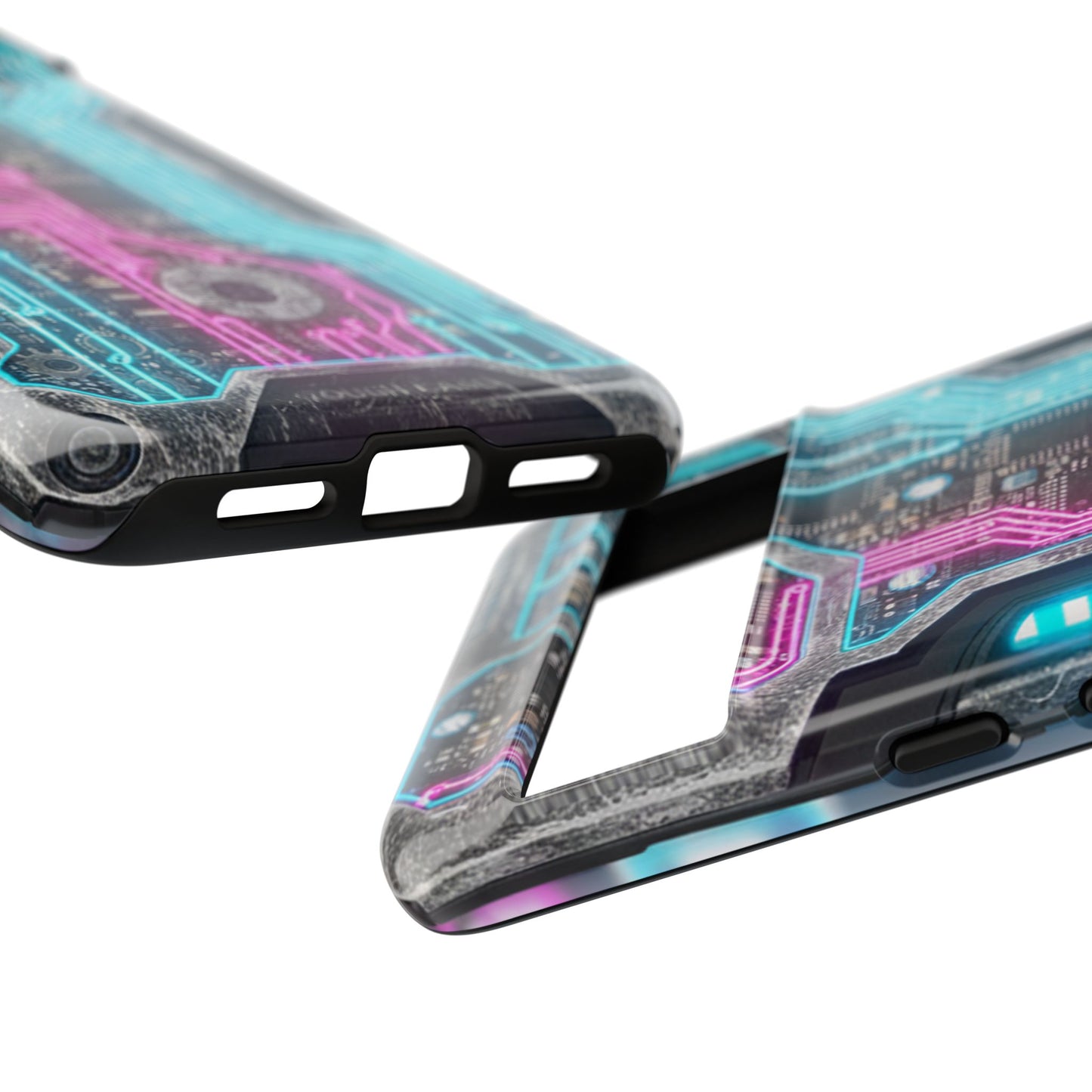 Rugged Tech Phone Case Cyber Circuit Armor Futuristic Neon Circuit Design Heavy Duty Protective Cyberpunk Phone Cover
