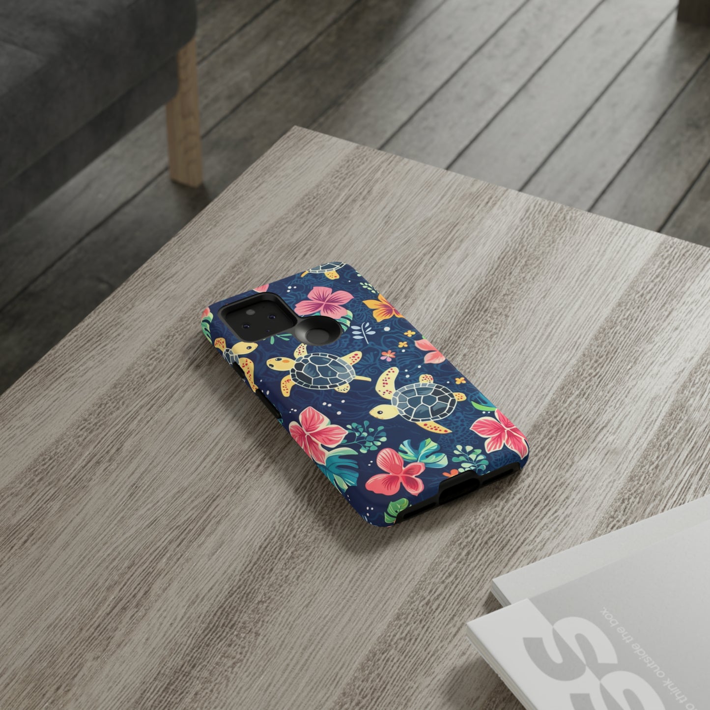 Undersea Floral Blue Sea Turtle Phone Case