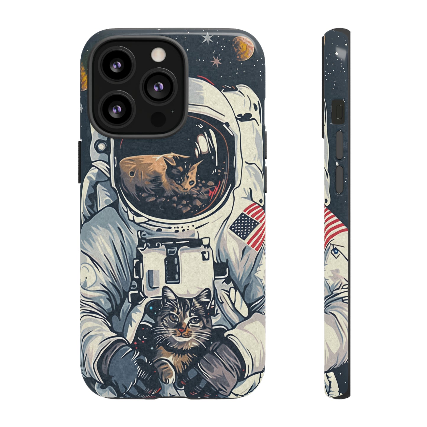 The Astronaut and the Cosmic Cat Phone Case