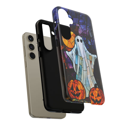 Stained Glass Halloween Ghost and Jack-o'-Lanterns Phone Cover