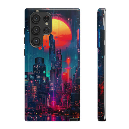 Cyberpunk Full Moon Cityscape Phone Case