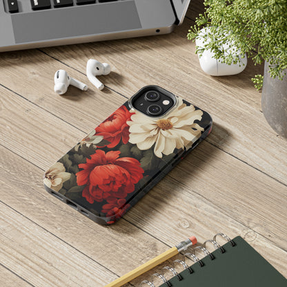 Vintage Floral Aesthetic Phone Tough Case | Antique Elegance for iPhone