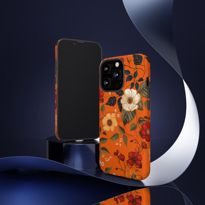 Orange Floral Phone Tough Case