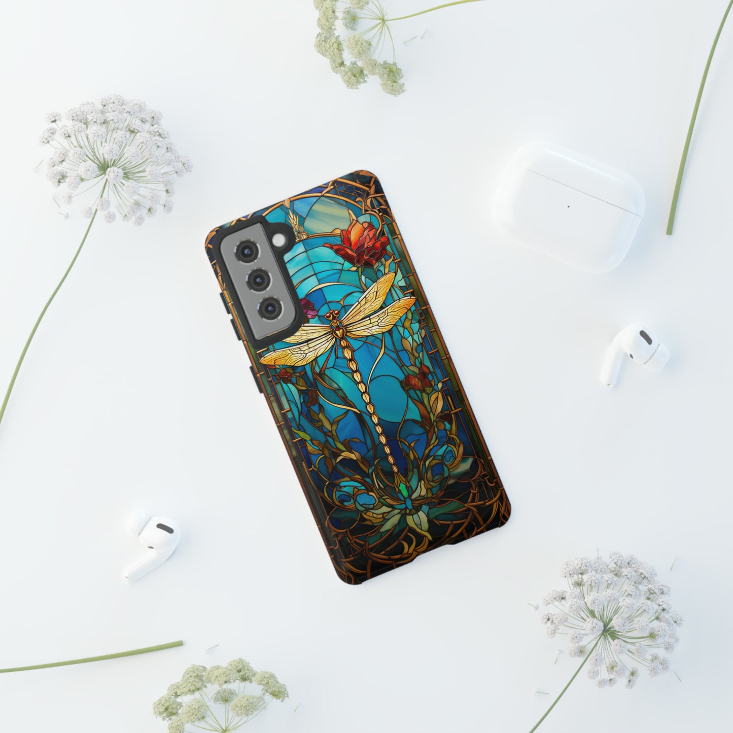 Vintage Art Nouveau Stained Glass Dragonfly Phone Case