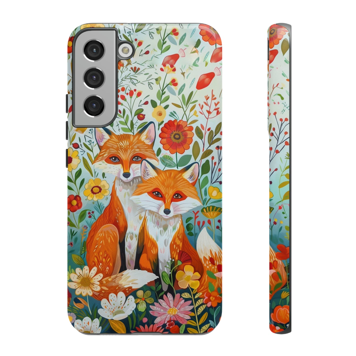 Foxes in the Floral Garden Phone Case