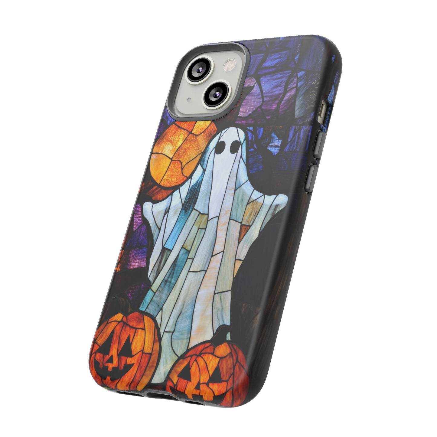 Stained Glass Halloween Ghost and Jack-o'-Lanterns Phone Cover