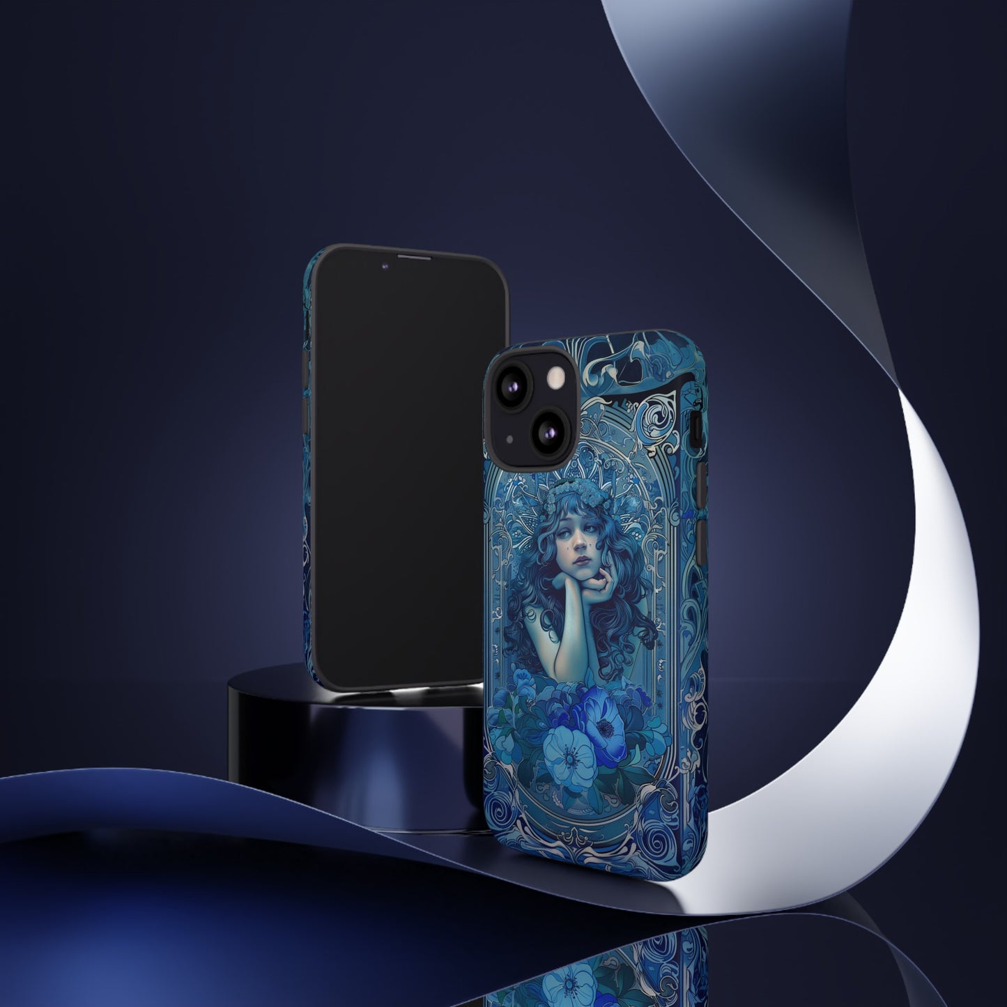 Blue Floral Art Nouveau Style Phone Case