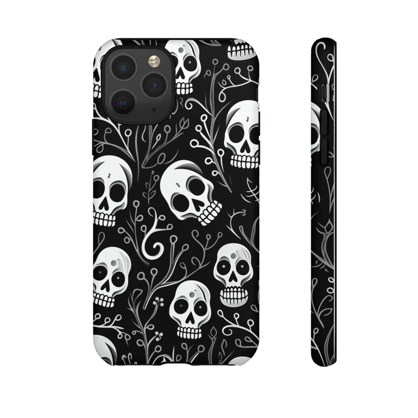 Join the Goth Side: Black Skull Floral Print | Mystical Elegance Case for iPhone, Samsung Galaxy, and Google Pixel