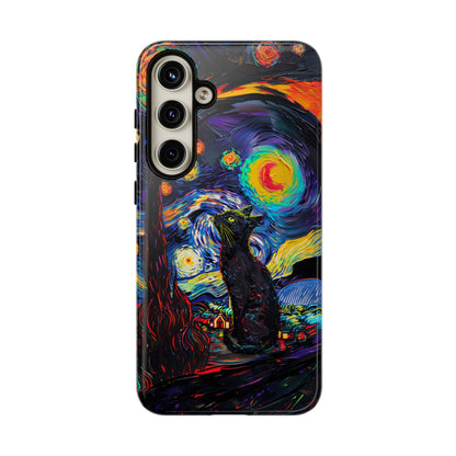 Starry Night Black Cat Van Gogh Painting Art Phone Case