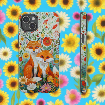 Foxes in the Floral Garden Phone Case