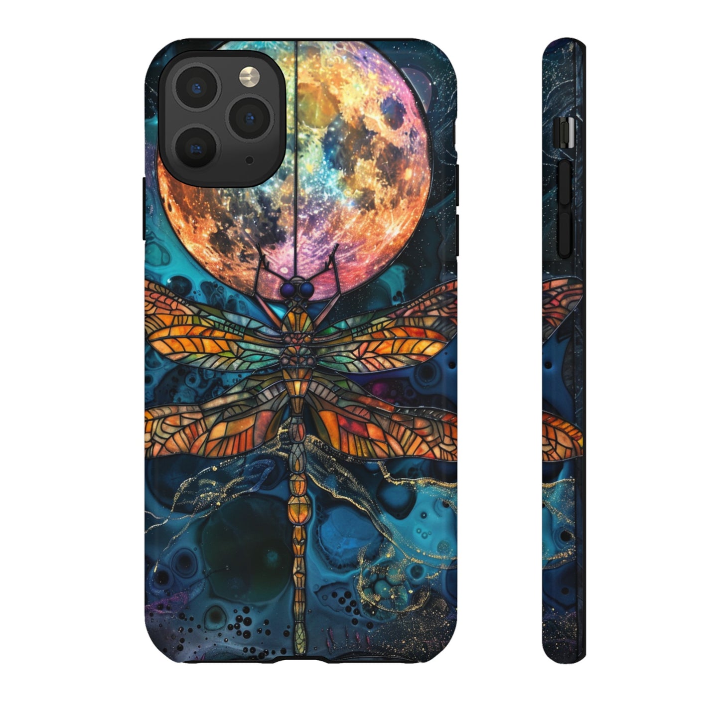 Full Moon Stained Glass Dragonfly Phone Cover